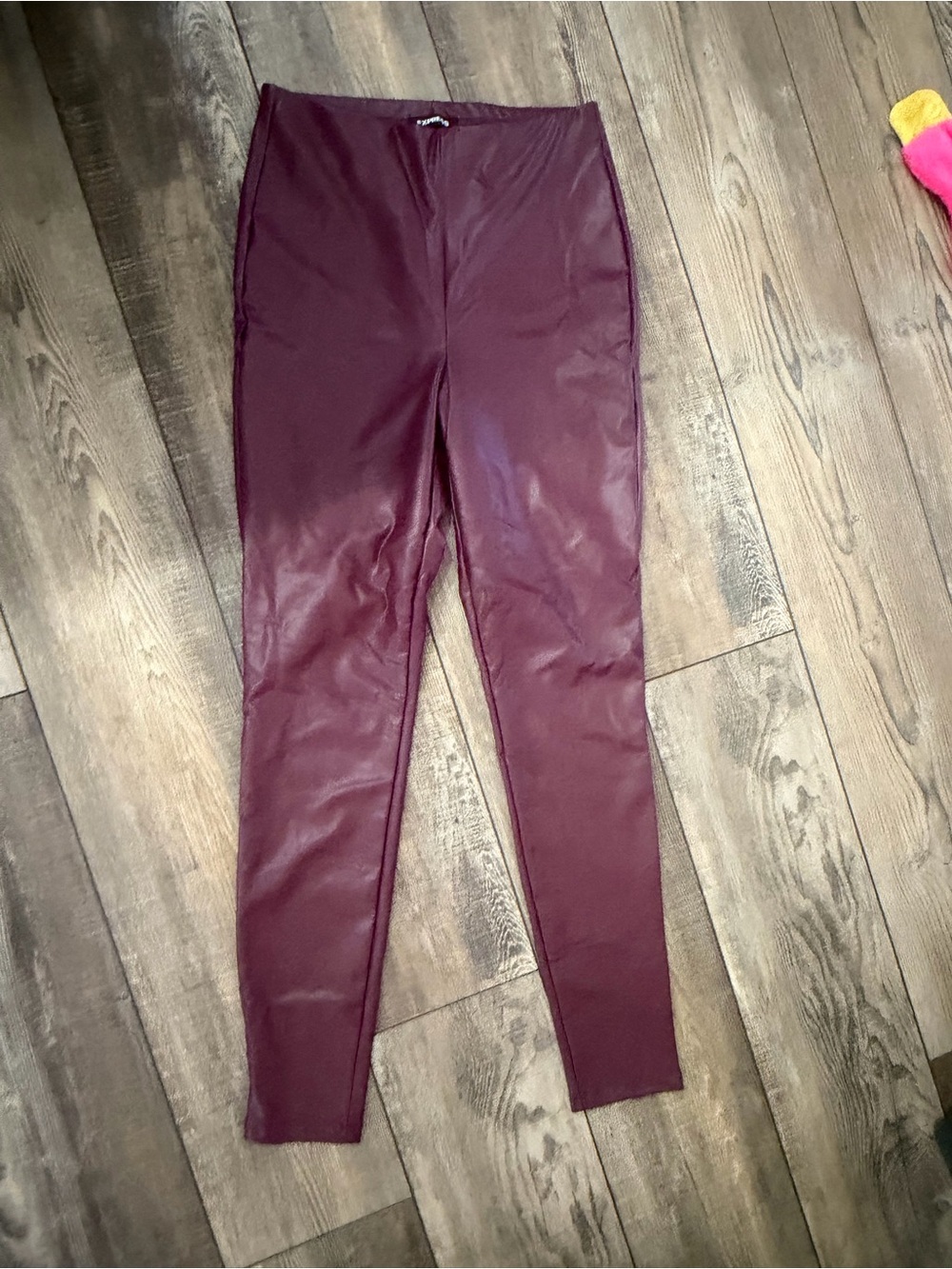 Express Women’s Burgundy Faux Leather Jeggings